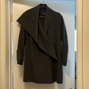 Wool Draped Dark Melange Coat